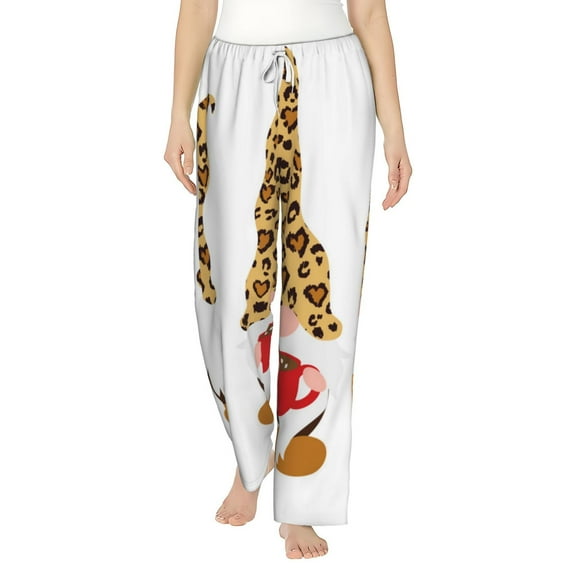 Balery Christmas Gnomes In Leopard print Women's Pajama Pants,Ultra Lightweight Pjs,Lounge Pant-X-Large