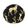 thumbnail image 1 of Balery Christmas Gold Deers Shower Caps, Double Layer Waterproof Shower Cap, Double Layers Reusable Shower Cap With Soft Comfortable For Long Thick Hair Soft Bath Shower Hair Caps, 1 of 9
