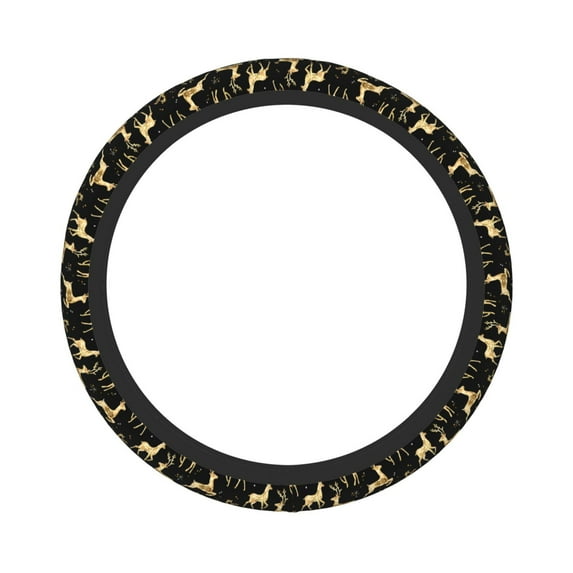Balery Christmas Gold Deers print Steering Wheel Covers Elastic Skidproof Steering Wheel Protective Cover Case for Men Women Universal 15 Inches Cars Accessories