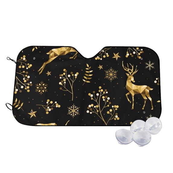 Balery Christmas Gold Deers1 Print Car Windshield Sun Shade,Windshield Sunshade for Car Pickup Truck SUV Accessories-Medium
