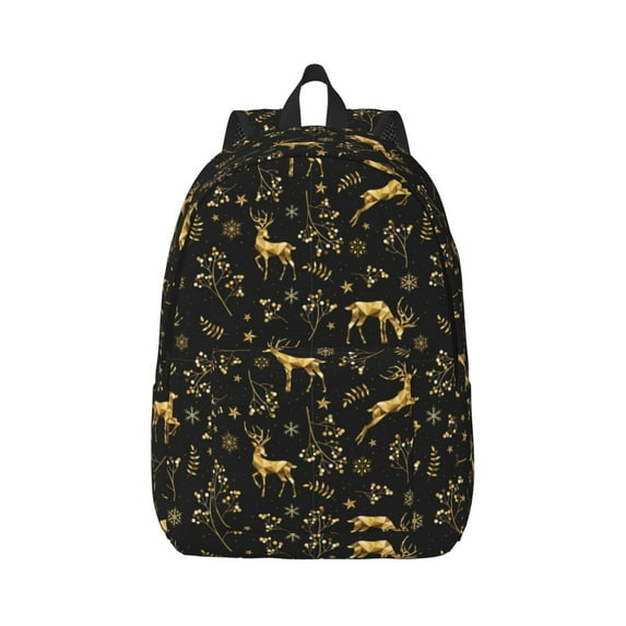 Balery Christmas Gold Deers1 Vintage Canvas Backpack for Men and Women - Large Capacity, Durable Travel Laptop Bag for School, Work, Hiking, and Outdoor Activities
