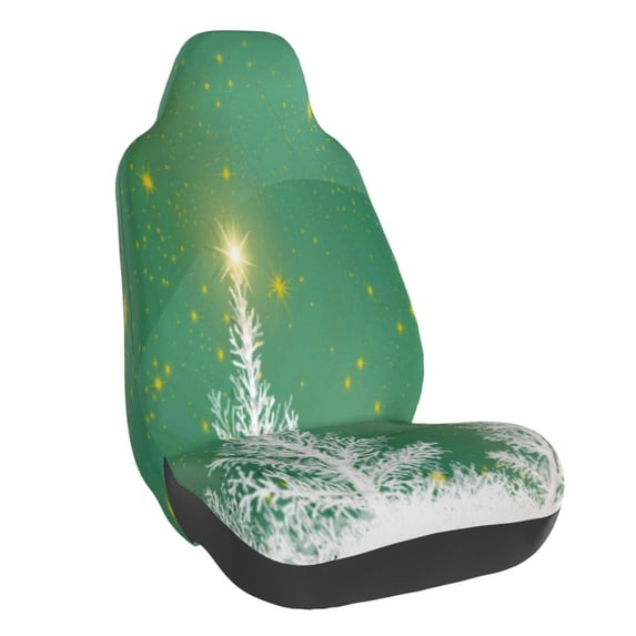 Balery Christmas Green Pattern Car Seat Cover - Soft & Breathable Front Premium Covers with Non-Slip Protector Fits Most Automotive, Vans, SUVs, Trucks - 1 Unit