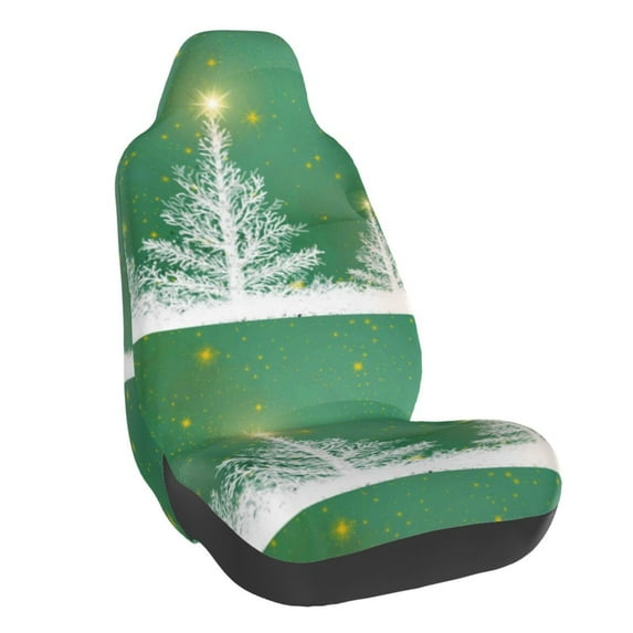 Balery Christmas Green Pattern Car Seat Cover - Soft & Breathable Front Premium Covers with Non-Slip Protector Fits Most Automotive, Vans, SUVs, Trucks - 1 Unit