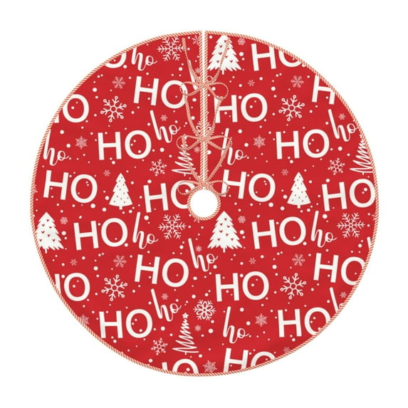 Balery Christmas Hohoho Printed Christmas Tree Skirt , Merry Christmas Party Christmas Tree Decoration,Adjustable Tree Skirt-48"