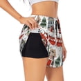thumbnail image 1 of Balery Christmas Houses Pattern Women's Running Shorts with Liner 2 Pockets Elastic Workout Athletic Gym Yoga Shorts-Small, 1 of 7