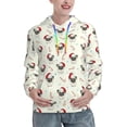 thumbnail image 1 of Balery Christmas Pug Dog Pattern Womens Long Sleeve Hoodie, Pullover Hooded Sweatshirt, Kangaroo Pocket Hoodie with Eye-catching Drawstrings-Small, 1 of 7