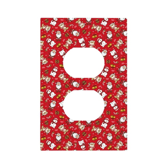 Balery Christmas Santa Cartoon Snowman A for Duplex Wall Plates Kit, Electrical Outlet Covers, Standard Size 1-Gang 5.0" x3.0", Electric Receptacle Plug Covers-Style S