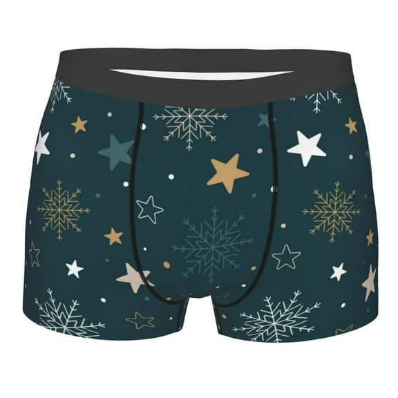 Balery Christmas Snowflake Men's Boxer Briefs, Soft and Breathable Cotton Underwear with nylon Waistband-X-Large