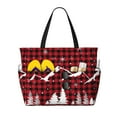 thumbnail image 1 of Balery Christmas Tree Buffalo Plaid Beach Travel Bag - Water-Resistant, Large Capacity Lightweight Tote with 7 Pockets for Women and Men - Perfect for Beach, Pool, Gym, and Travel, 1 of 7