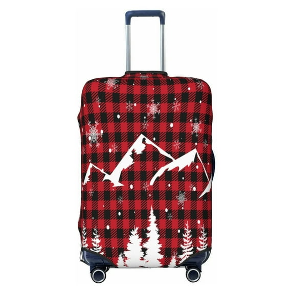 Balery Christmas Tree Buffalo Plaid Luggage Cover Protector, Scratch And Dirt Resistant, Fits 18-32 Inch Luggage - Large