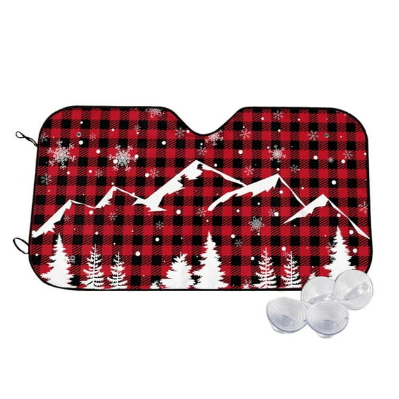 Balery Christmas Tree Buffalo Plaid Print Car Windshield Sun Shade,Windshield Sunshade for Car Pickup Truck SUV Accessories-Small