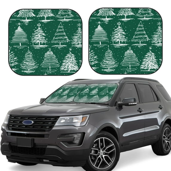 Balery Christmas Trees Sun Shield 2 Pack For Car Front Windows Foldable Sun Visor Protector Blocks Max Uv Rays And Keeps Your Vehicle Cool For Most Sedans Suv Truck