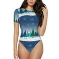 thumbnail image 1 of Balery Christmas Trees Women's Short Sleevee Crew Neck Bodysuit Tops Short Sleeve Tops Basic-Large, 1 of 9