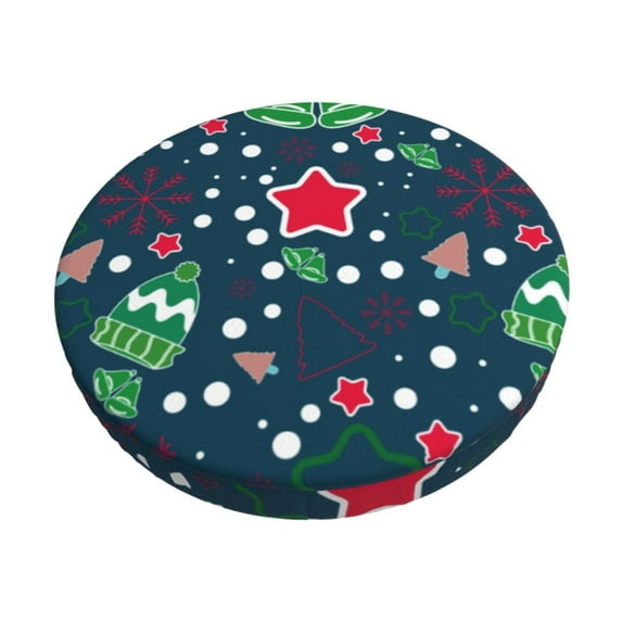 Balery Christmas Velvet Round Bar Chair Cushion Cover Adjustable, Protects From Scratches And Stains, Soft & Washable Ideal For Wooden And Metal Stools - 12 Inch