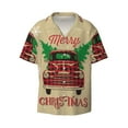 thumbnail image 1 of Balery Christmas Vintage Red Truck Men's Casual Button Down Shirt Short Sleeve Textured Summer Cuban Beach Shirts-XX-Large, 1 of 7