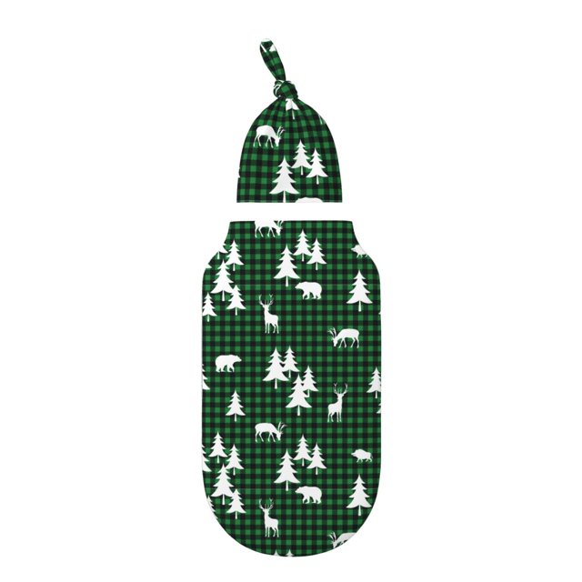 Balery Christmas tree green plaid Printed Baby Swaddle Receiving