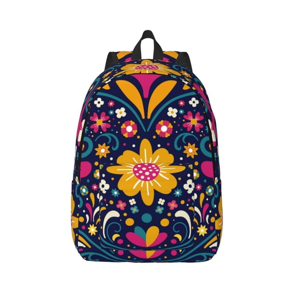 Balery Cinco De Mayo Floral Vintage Canvas Backpack for Men and Women - Large Capacity, Durable Travel Laptop Bag for School, Work, Hiking, and Outdoor Activities
