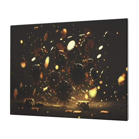 Balery Classical Golden Casino Pattern Canvas Decorative Picture – 30x40in Premium Wall Art, Modern Canvas Print for Home Decor（Horizontal）