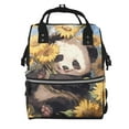 thumbnail image 1 of Balery Clear Sky Cute Sunflower Panda Mummy Backpack - Waterproof Twill Canvas, Large Capacity Diaper Bag with Multiple Pockets and Adjustable Straps, 1 of 6