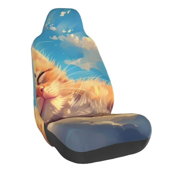 Balery Cloud Sleeping Cat Pattern Car Seat Cover - Soft & Breathable Front Premium Covers with Non-Slip Protector Fits Most Automotive, Vans, SUVs, Trucks - 1 Unit