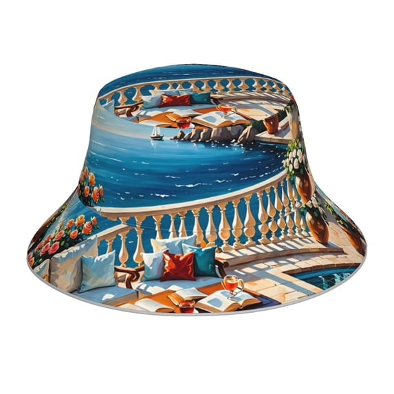 Balery Coastal Style Garden Villa Sun Hats for Men Women Bucket Hat UPF 50+ Buckey Hat Boonie Hat Foldable UV Protection Hiking Beach Fishing Summer