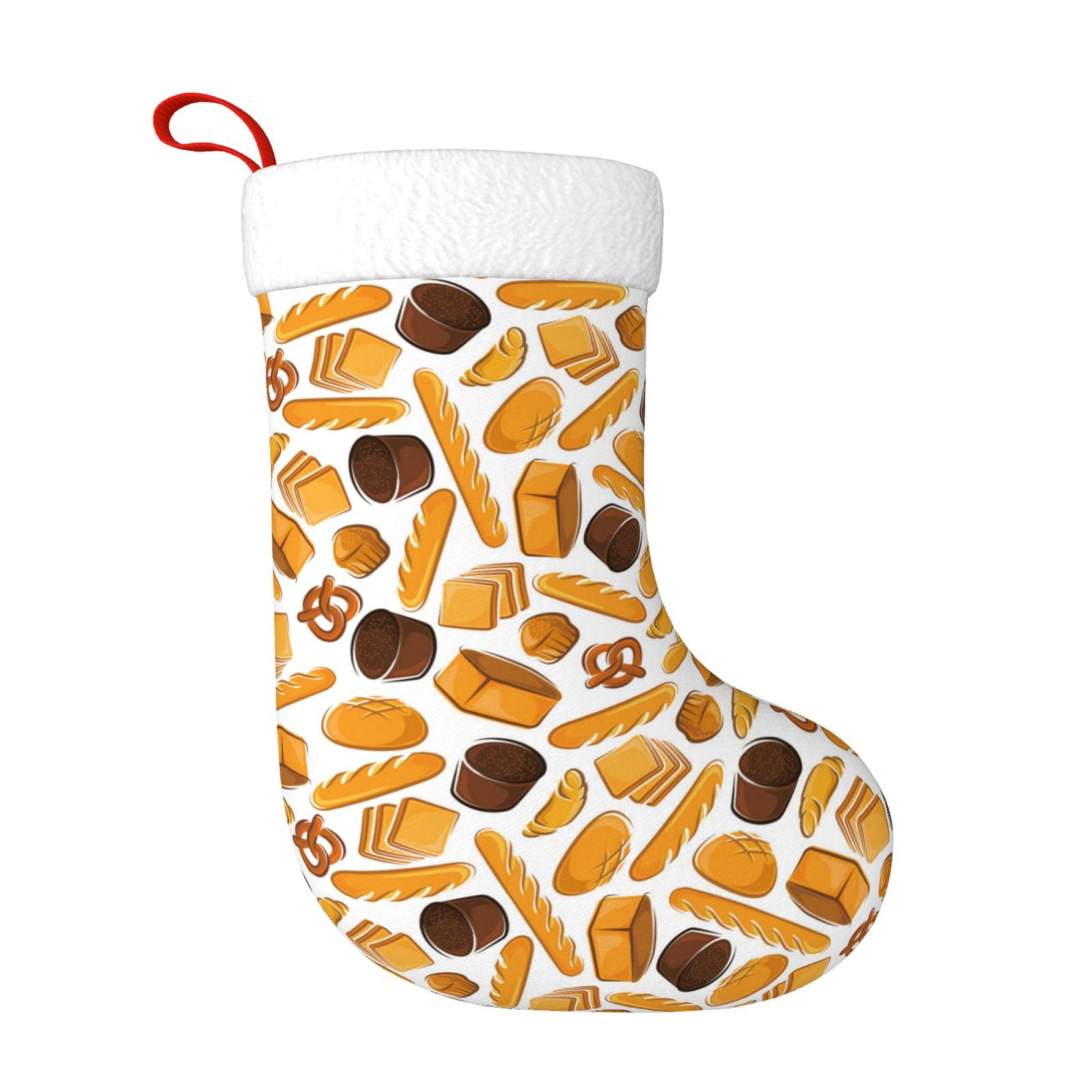 Balery Coffee Bun Hot Dog Pattern Christmas Stockings with Initials, 18