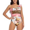 thumbnail image 1 of Balery Coffee Gnome (1) One Shoulder Swimsuits for Women Ruffle Swimsuits Tummy Control One Shoulder Bathing Suits-Large, 1 of 8