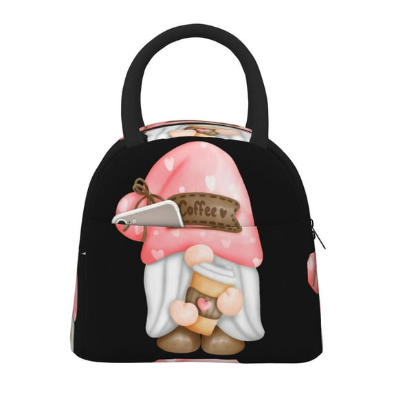 Balery Coffee Gnome (1) Pattern Lunch Bag Women, Lunch Box, Lunch Bag, Small Leakproof Lunch Tote Large Capacity Reusable Insulated Cooler Lunch Container-One Size