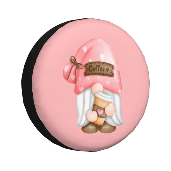 Balery Coffee Gnome (1)Tire Cover Waterproof Dust-Proof, Universal Spare Wheel Tire Cover For Trailer, Rv, Suv Truck And Vehicle Camper Accessories-14 Inch