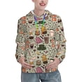thumbnail image 1 of Balery Coffee Makers Macaroons Chocolate Pattern Womens Long Sleeve Hoodie, Pullover Hooded Sweatshirt, Kangaroo Pocket Hoodie with Eye-catching Drawstrings-Small, 1 of 7