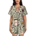 thumbnail image 1 of Balery Coffee Makers Macaroons Chocolate Pattern Womens Pajama Sets 2 Piece Soft Short Sleeve Top and Shorts Sleepwear Round Neck Pjs Lounge Set with Pockets-X-Large, 1 of 7