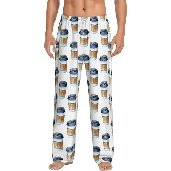 Balery Coffee To Go Pattern print Men's Pajama Pants,Ultra Lightweight Pjs,Lounge Pant-XX-Large