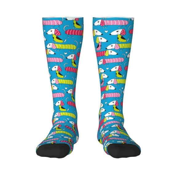 Balery Color Dachshund Dog Printed Novelty Socks Men's Women's Crew Socks Sports Socks Knee High Socks Cotton Socks Quirky and Cool Socks