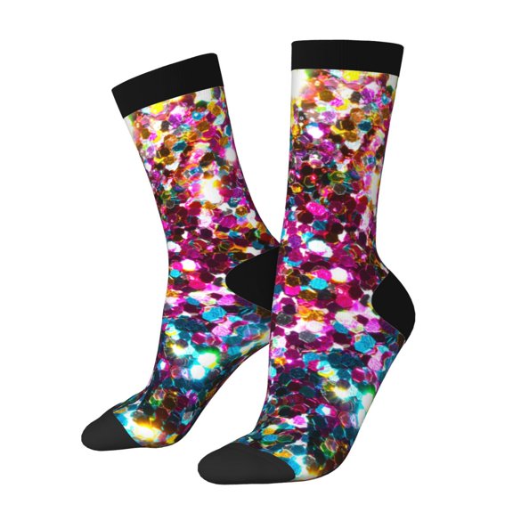 Balery Color Shiny Pattern Crew Socks Unisex– Soft & Breathable Socks for Men & Women, One-Size Fits Most (US 5-11), Comfortable & Durable for Daily Wear