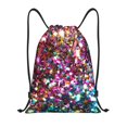 Balery Color Shiny Pattern Drawstring Backpack Bag Sport Gym Sackpack