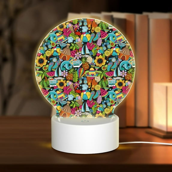 Balery Color Summer Pattern Acrylic Night Light Gift with 3 Color ModesTouch-Sensitive LED Lamp Perfect Gift for Mother's Day, Birthday, or Christmas