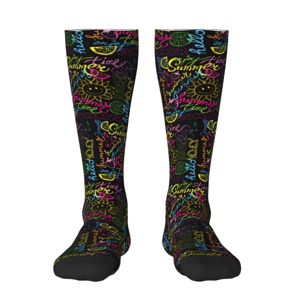 Balery Color Summer Printed Novelty Socks Men's Women's Crew Socks Sports Socks Knee High Socks Cotton Socks Quirky and Cool Socks