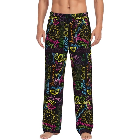 Balery Color Summer print Men's Pajama Pants,Ultra Lightweight Pjs,Lounge Pant-Small