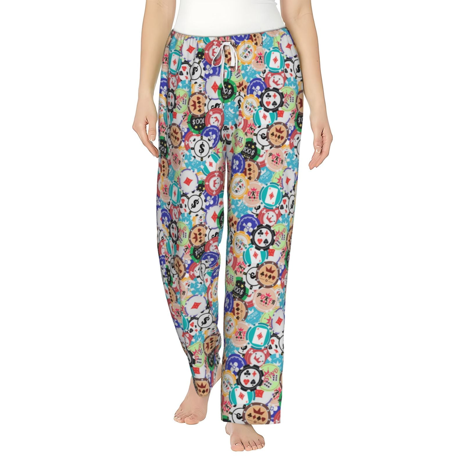 Balery Colored Casino Chips print Women's Pajama Pants,Ultra