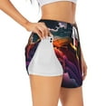 thumbnail image 1 of Balery Colorful Abstract Wave Motion Pattern Women's Running Shorts with Liner 2 Pockets Elastic Workout Athletic Gym Yoga Shorts-Medium, 1 of 7