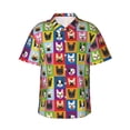 thumbnail image 1 of Balery Colorful Bulldog Print Men's Hawaiian Shirts Short Sleeve Beach Shirt Relaxed Fit Vacation Button Down Shirts-Large, 1 of 9