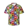 thumbnail image 1 of Balery Colorful Bulldog Print Men's Hawaiian Shirts Short Sleeve Beach Shirt Relaxed Fit Vacation Button Down Shirts-XX-Large, 1 of 9