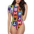 thumbnail image 1 of Balery Colorful Bulldog Women's Short Sleevee Crew Neck Bodysuit Tops Short Sleeve Tops Basic-XX-Large, 1 of 9