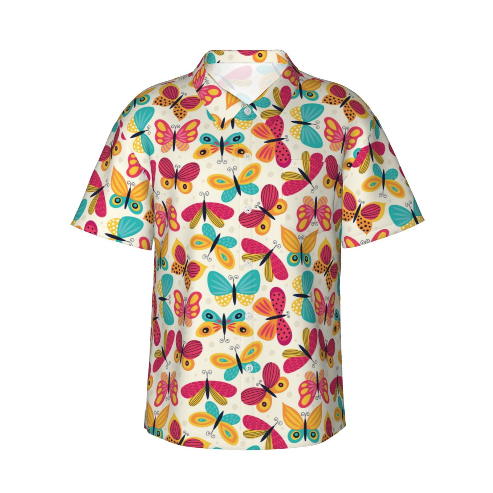 Rainbow Butterfly Print Men's Short Sleeve Shirt main image 0