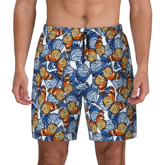 Balery Colorful Butterfly1 Mens Swim Trunks Swim Shorts for Men Quick Dry Inseam Beach Shorts with Compression Liner Pocket-Medium