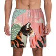 Balery Colorful Cat With Flowers Mens Swim Trunks Swim Shorts for Men