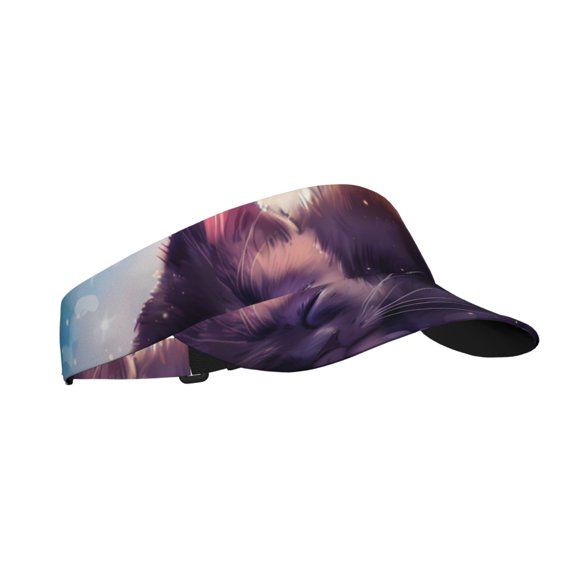 Balery Colorful Cloud Sleeping Cat Sport Wear Athletic Visor Sun Sports Visor Hat Visor Adjustable Cap for Women and Men (One Size)