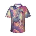 Balery Colorful Cloud White Horse Print Men's Hawaiian Shirts Short