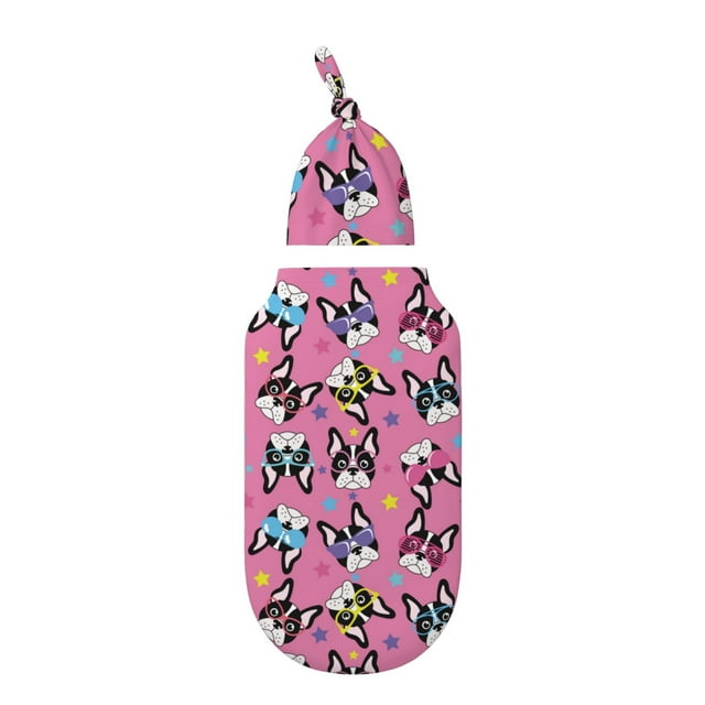 Balery Colorful Cute French Bulldog Printed Baby Swaddle Receiving