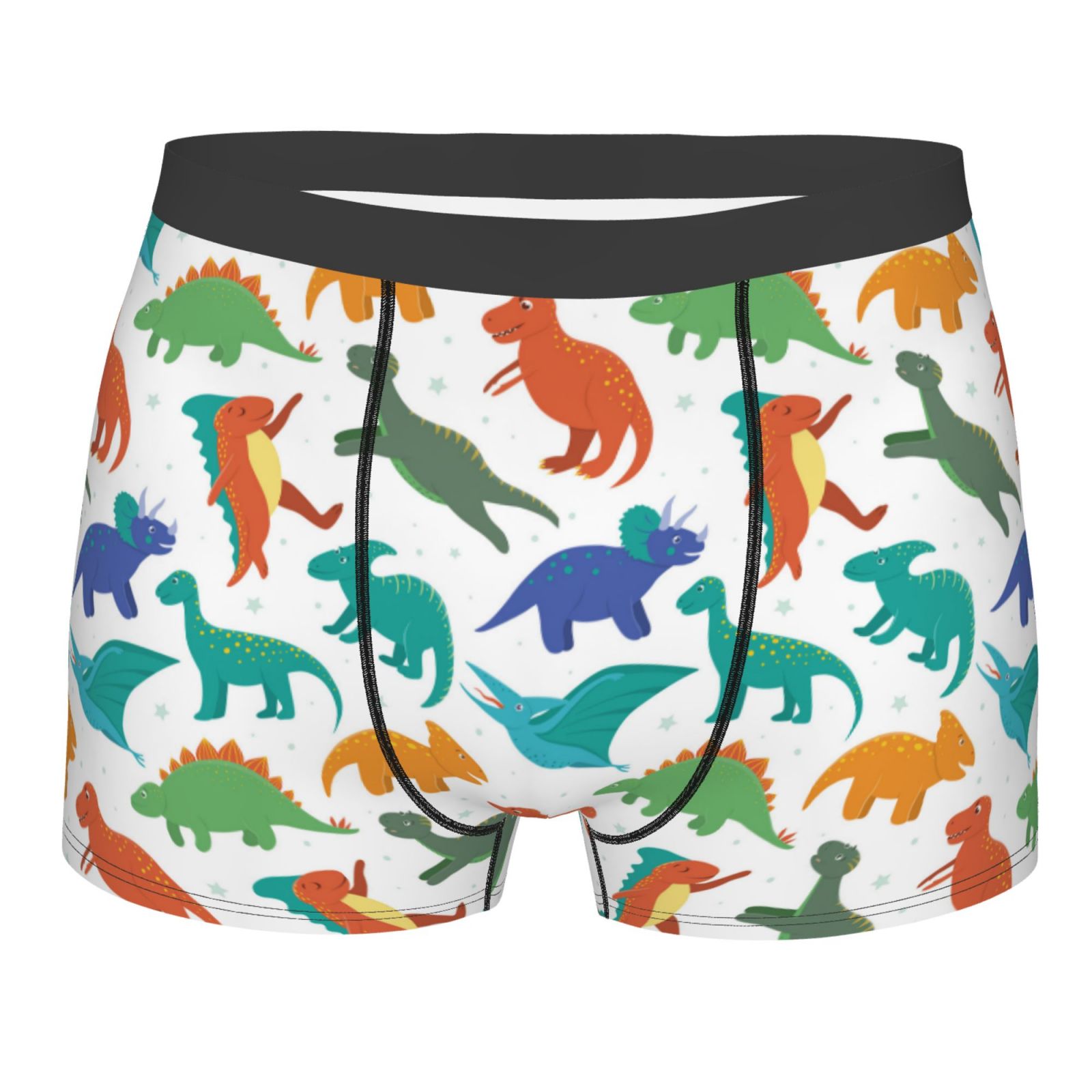 Balery Colorful Dinosaur Men's Boxer Briefs, Soft and Breathable Cotton ...